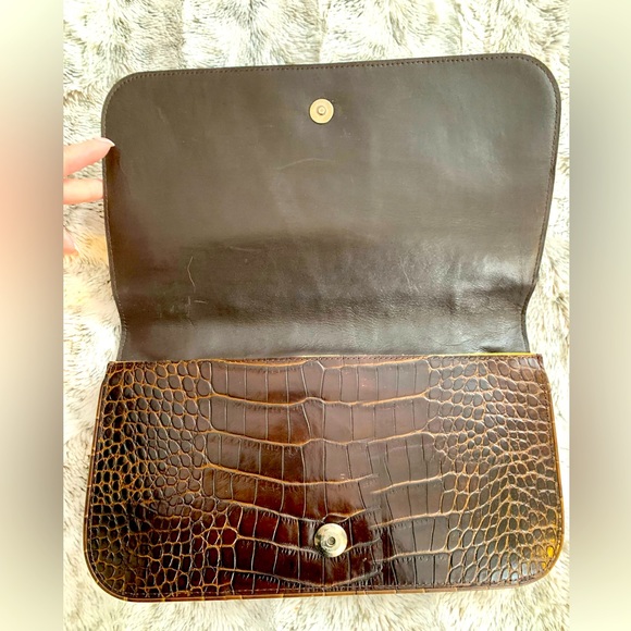 BRUNO MAGLI GORGEOUS CROCODILE DESIGNER PURSE/INTERIOR ZIPPER POCKET/BACK POCKET - Picture 5 of 7